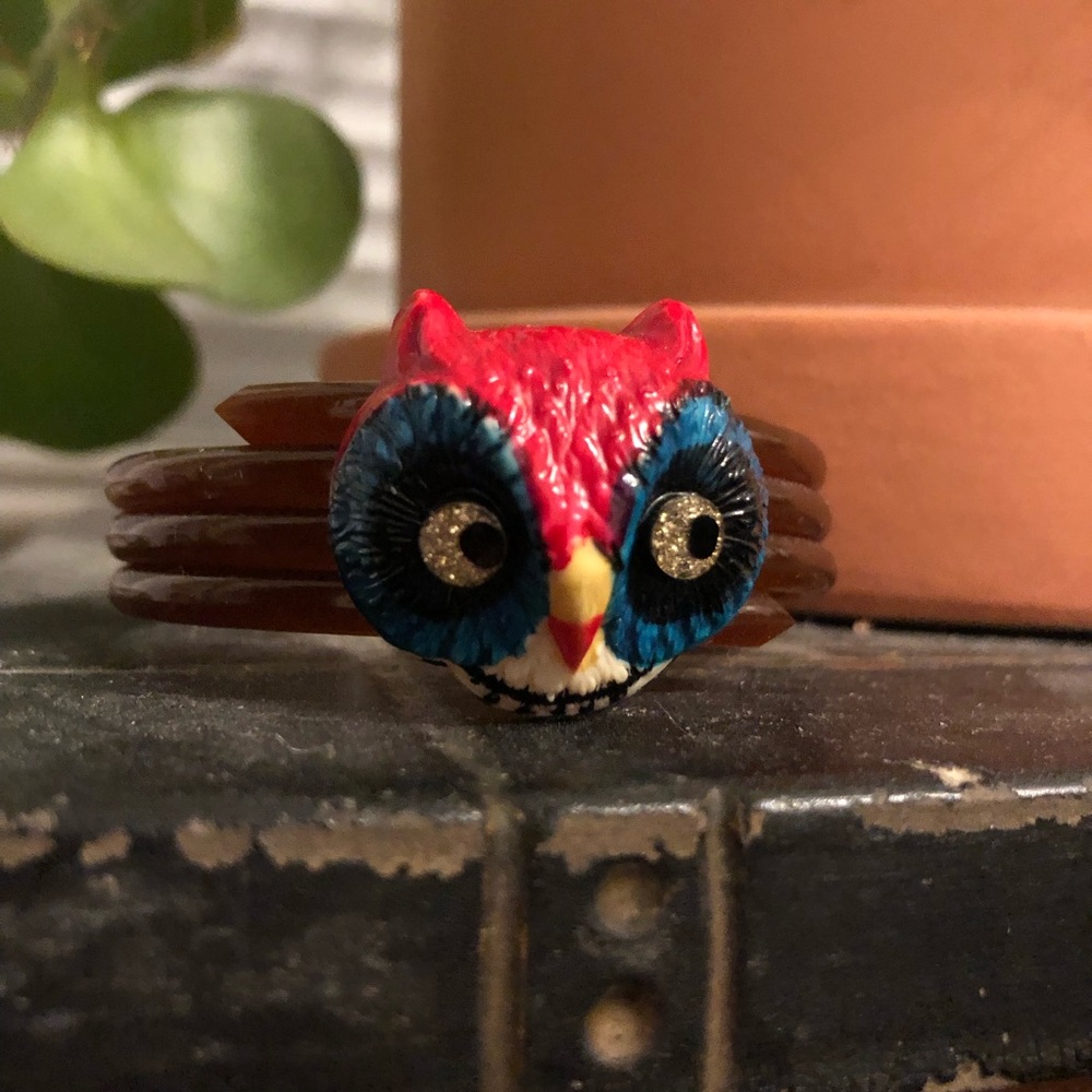 Fancy Fantastic Painted Vintage Owl Bracelet